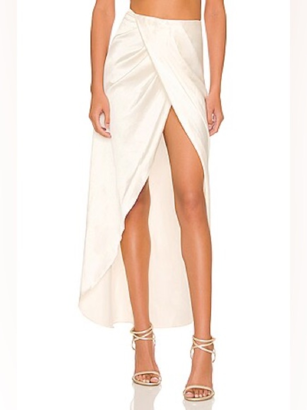 NWT Line & Dot Lisa Cream Satin Wrap Midi Skirt Size Medium